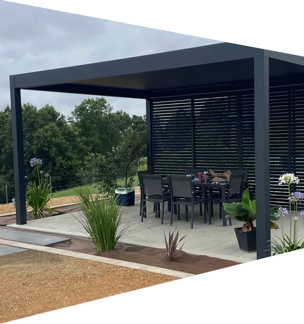 Photo d'une pergola, installée sur une terrasse